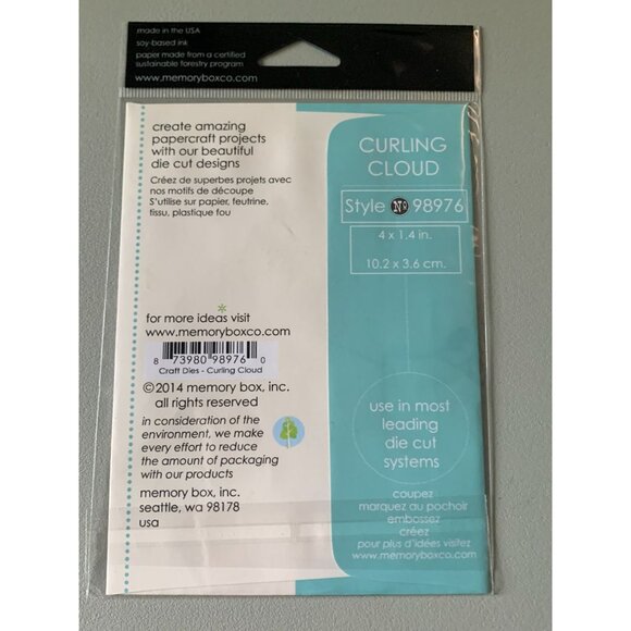 Memory Box Curling Cloud Steel Craft Die 4x1.4 Inches - Picture 3 of 3